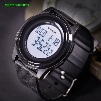 Picture of Super Slim Sanda Sport Watch Men Brand Luxury Electronic LED Digital Wrist Watches - Black