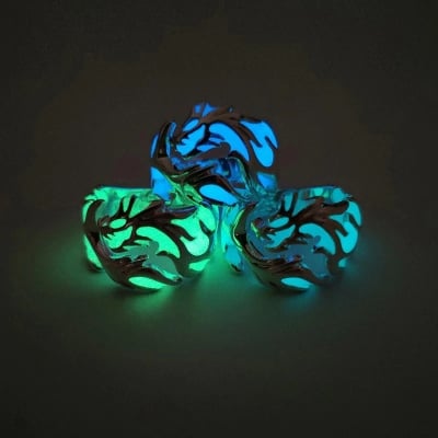 Picture of Luminous Titanium Steel Glow In The Dark Men Rings - Silver - One Size