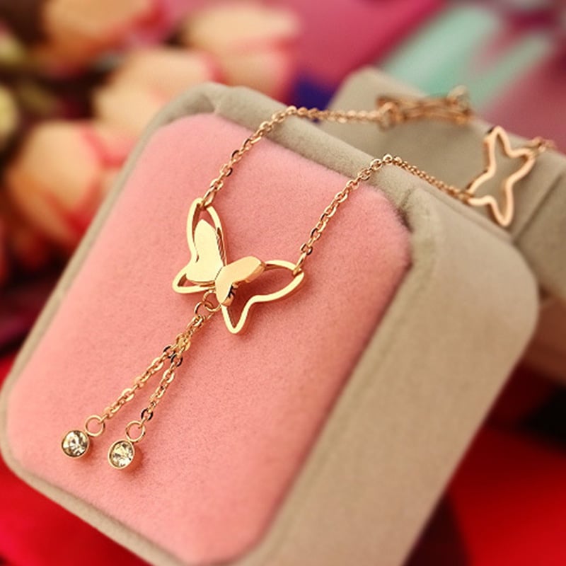 Picture of Butterfly Pendants Anklets Foot Chain Women Summer Beach Leg Bracelet - Gold
