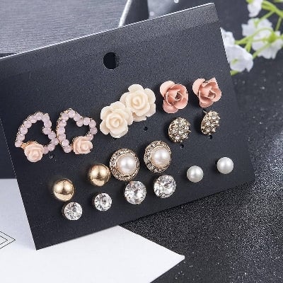Picture of 9 pairs Earrings set - Multicolor