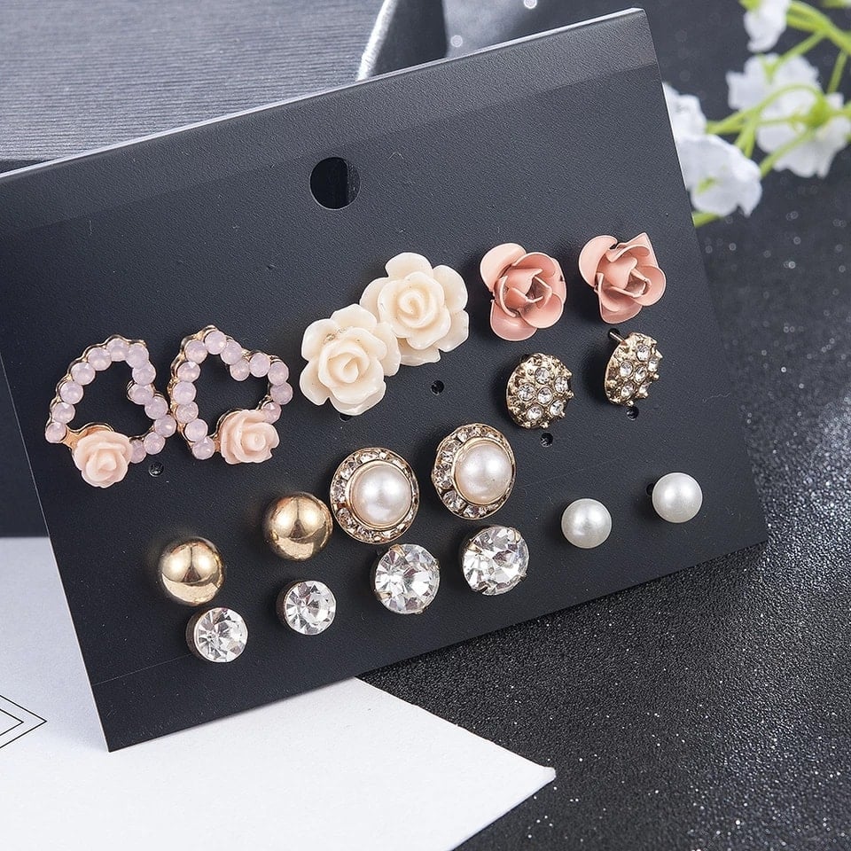 Picture of 9 pairs Earrings set - Multicolor