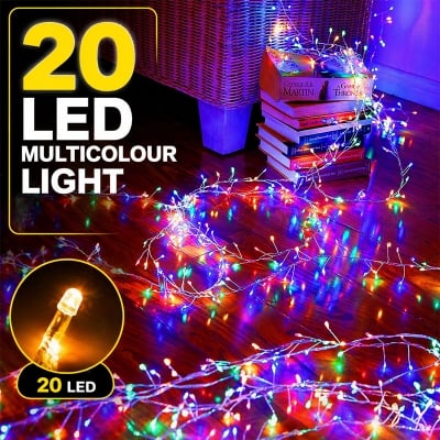 Picture of 20 LED Multicolour Fairy String Lights Color Changing Decorative Light for Room Bedroom Curtain Wedding Party Festival Indoor Outdoor Home Decoration