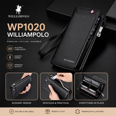 Picture of WP1020 WILLIAMPOLO Genuine Leather Long Clutch Wallet for Men – Zipper Business Wallet, Premium Stylish Organizer