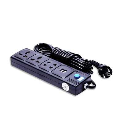 Picture of Maxline ML-USB 212 Extension Socket Multiplug with 2 USB Ports &amp; 4 Power Sockets &ndash; Double USB Mobile Charger Extension Board for Home Office Shop Daily Use  Description