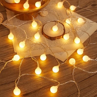 Picture of Warm White Snow Ball Fairy Lights Waterproof – 28 Pieces LED Decorative String Lights for Room Bedroom Party Wedding Indoor Outdoor Decoration