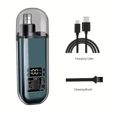 Picture of Portable Electric Nose & Ear Hair Trimmer with Digital Display – Painless Nose Hair Clipper for Men & Women – Eyebrow Beard Trimmer Multifunctional Face Grooming Tool Rechargeable Compact Design