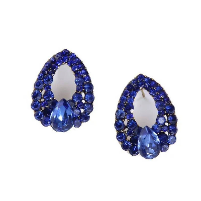 Picture of Blue New Women's For Girl Fashion Crystal Earrings - Blue - Adjustable