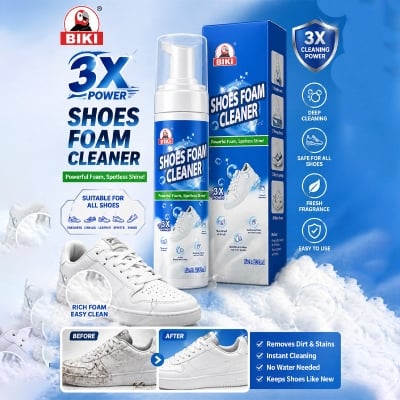 Picture of Biki 3X Power Shoes Foam Cleaner – Powerful Foam Shoe Cleaner for Instant Spotless Shine, Sneaker & Leather Cleaning Solution