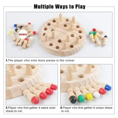 Picture of Wooden Memory Match Stick Chess Game – Colorful Matching Game for Kids, Educational Brain Training Board Game for Boys & Girls Age 3+