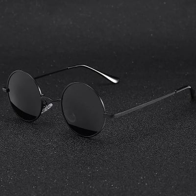 Picture of Round Sunglasses for Men Black Classic Sunglasses Brand Design - Black