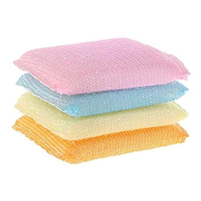 Picture of 4pcs/set Soft Sponge Scouring Pads Dish Bowl Kitchen Cleaning Scrub Scrubber Pad / ডিশ ওয়াশ ফোম স্ক্রাবার / ফোমের মাজনি