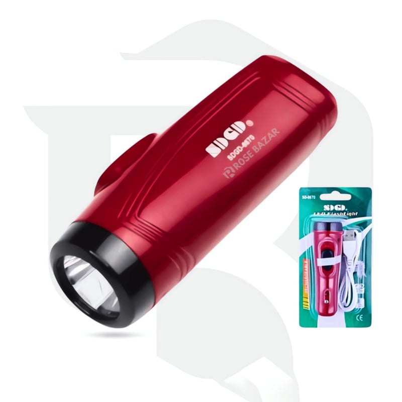 Picture of Mini Rechargeable LED Torch Light (SD-8670) – Maroon, Compact and Powerful Torch Light with Cost-Effective Performance for Outdoor, Emergency, and Everyday Use