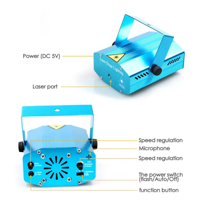Picture of Laser Party Light DJ Stage Lighting – LED Disco Strobe Laser Light with Box, Sound Activated RGB Lighting for Party, Club, Home Decoration