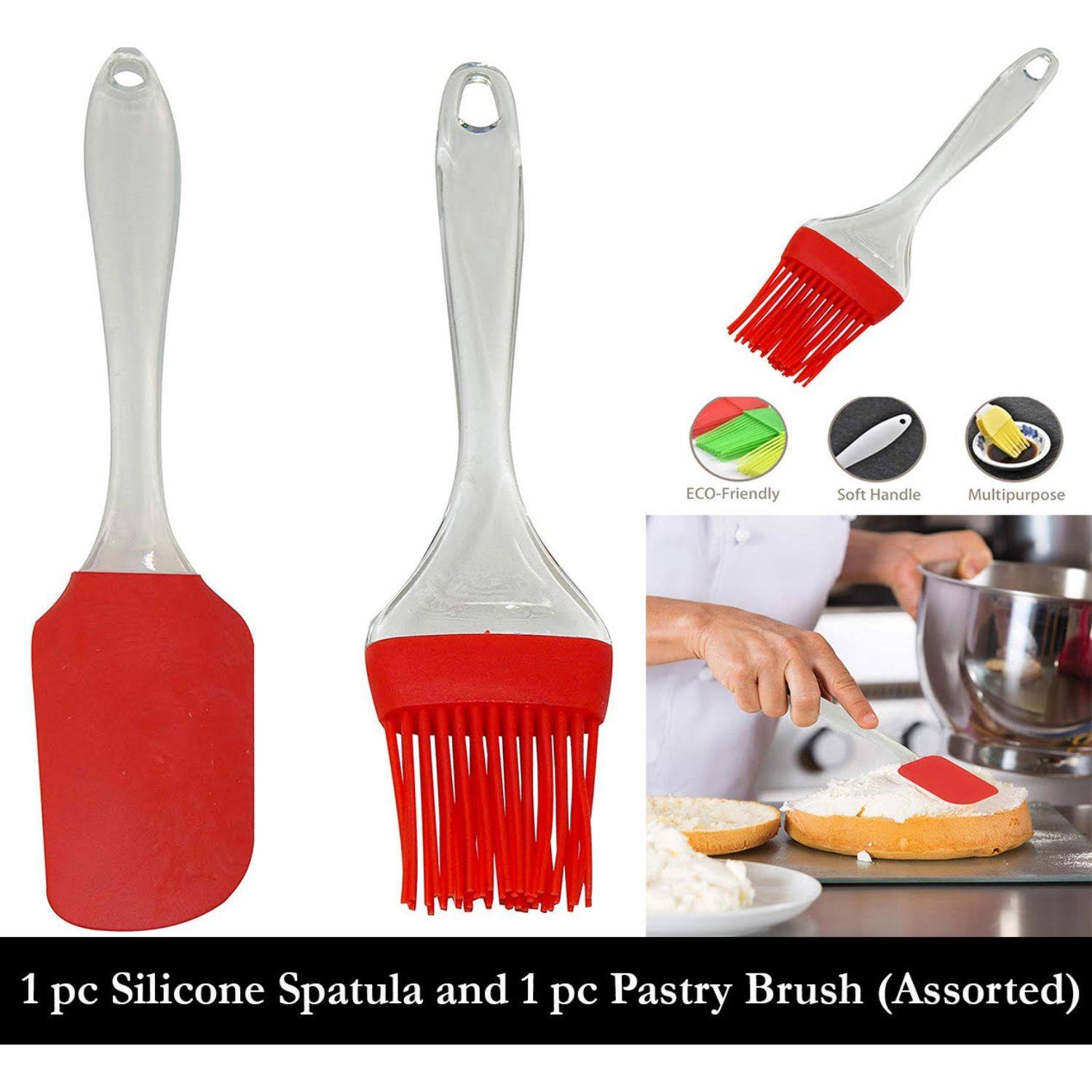Picture of (2 pcs) Silicon Oil Brush with Silicone Spatula - Multicolor