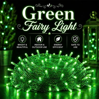 Picture of 100 LED 30ft Plug-in String Fairy Lights Waterproof Decorative Light with 8 Flash Modes for Wedding, Home, Garden, Bedroom, Balcony, Party, Festival & Event Decoration – Warm White, Red, Blue, White, Colorful, Pink, Purple, Yellow, Green