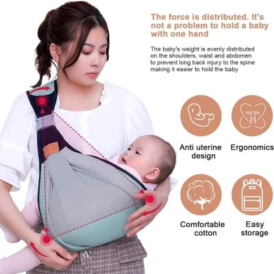 Picture of Baby Carrier Bag Lightweight Adjustable Front & Back Carry Baby Holder for Newborn to 3 Years Old – Comfortable Breathable Infant Carrier for Travel, Walking & Daily Use