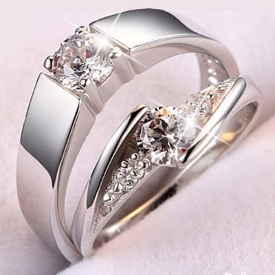 Picture of Couple Love Ring for Lovers Men Women - Silver - Adjustable