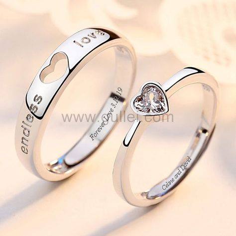 Picture of Prince And Princess Couple Finger Ring - Silver - Adjustable