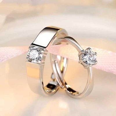 Picture of Unique Couple Lover Finger Rings Men and women - Silver - Adjustable