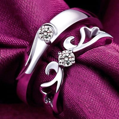 Picture of Couple Finger Rings For Men And Women - Silver - Adjustable
