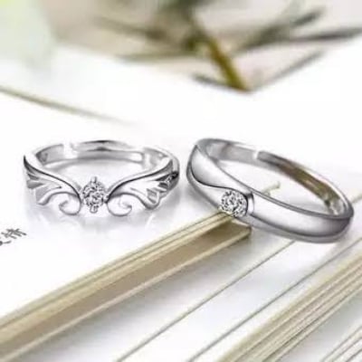 Picture of Couple Finger Rings For Men And Women - Silver - Adjustable