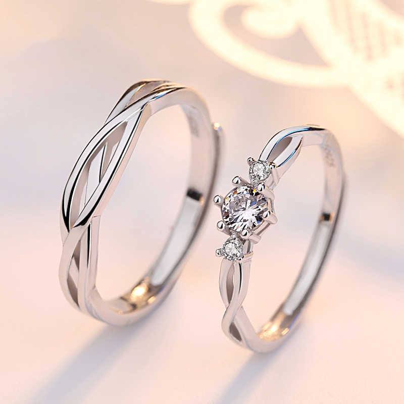 Picture of Love Promise Couple Finger Ring-2pcs - Silver - Adjustable