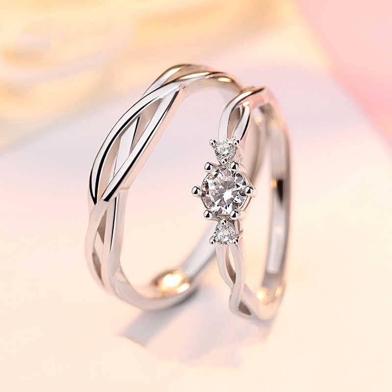 Picture of Love Promise Couple Finger Ring-2pcs - Silver - Adjustable