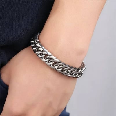 Picture of Men's Powerful Stainless Steel Bracelet-1pc - Silver - Adjustable