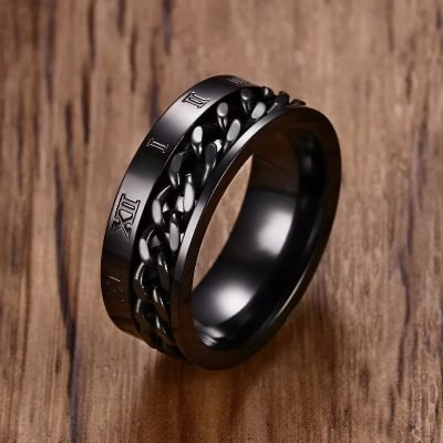 Picture of Black Stainless Steel Finger Ring - Black