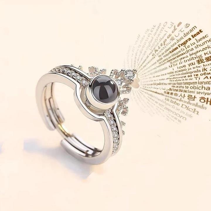 Picture of 100 Languages I Love You Romantic Ring for Girls - Silver - Adjustable