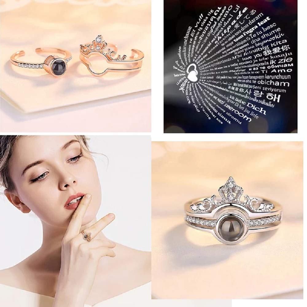 Picture of 100 Languages I Love You Romantic Ring for Girls - Silver - Adjustable