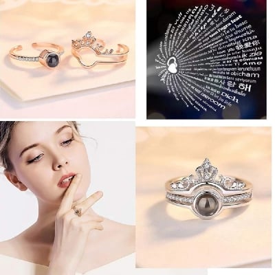 Picture of 100 Languages I Love You Romantic Ring for Girls - Silver - Adjustable