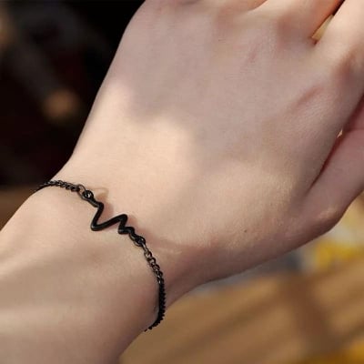 Picture of black stainless steel bracelet for men - Black