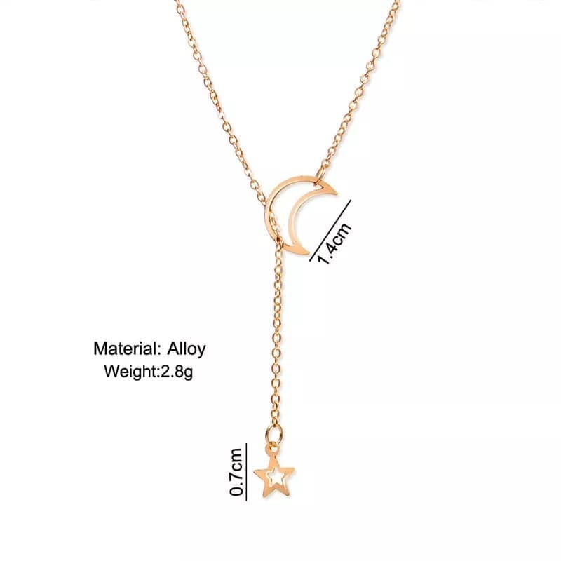 Picture of Fashion Star Moon Choker Necklace Women Pendant Necklace Jewelry New Year Gifts - Gold - Adjustable