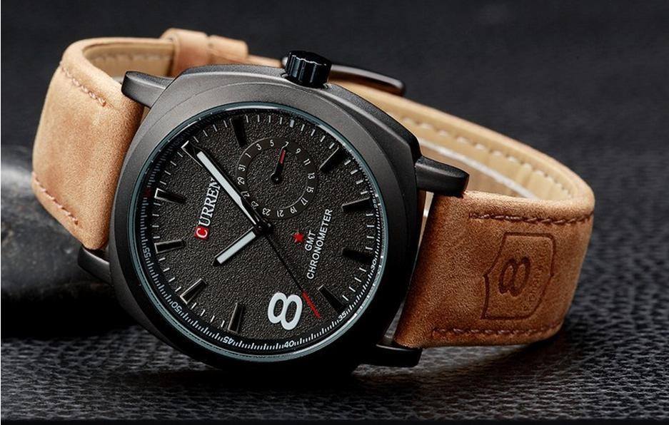 Picture of Brown Leather Strap Analog Watch for Men - Brown