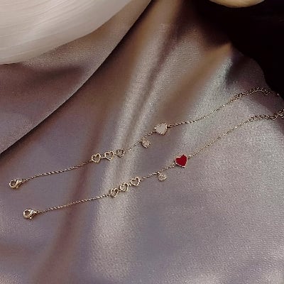 Picture of Red Heart Love Bracelet Chinese Style for Women - Gold