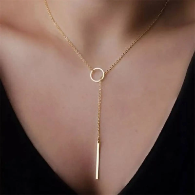 Picture of Simple Metal Short Stick Chain Necklaces For Women - Golden - Adjustable