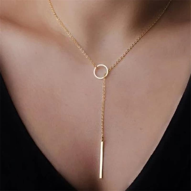 Picture of Simple Metal Short Stick Chain Necklaces For Women - Golden - Adjustable