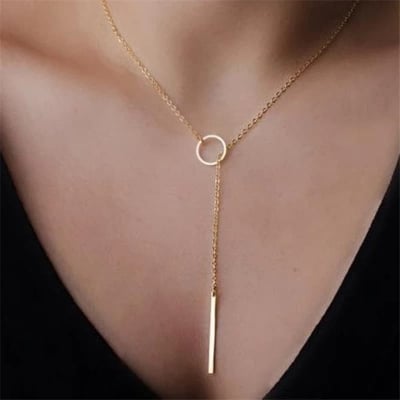 Picture of Simple Metal Short Stick Chain Necklaces For Women - Golden - Adjustable