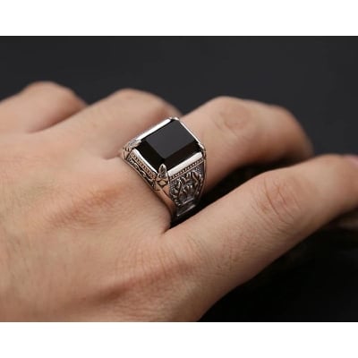 Picture of Style popular fashion Stainless Steel men stone Ring - Ring For Men - Ring For Men - Black