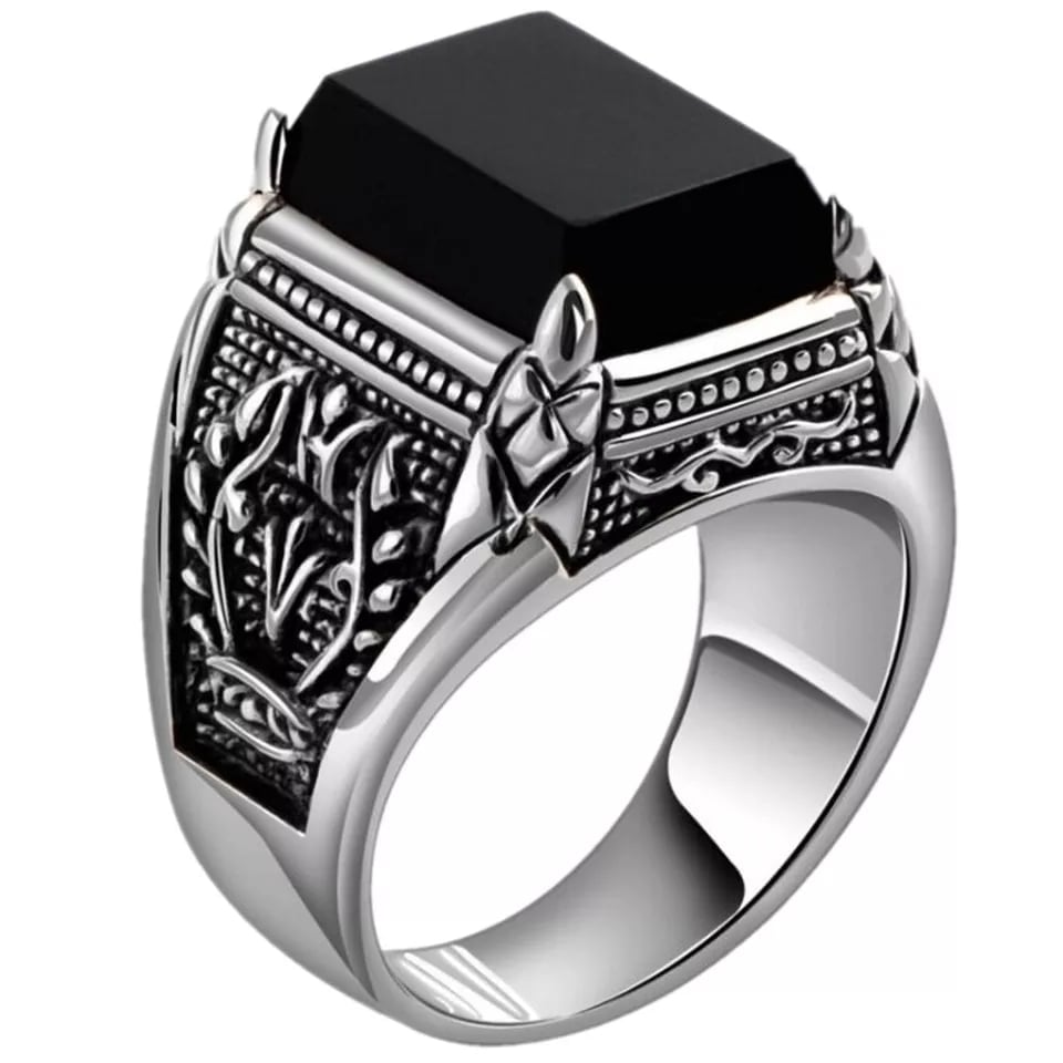 Picture of Style popular fashion Stainless Steel men stone Ring - Ring For Men - Ring For Men - Black