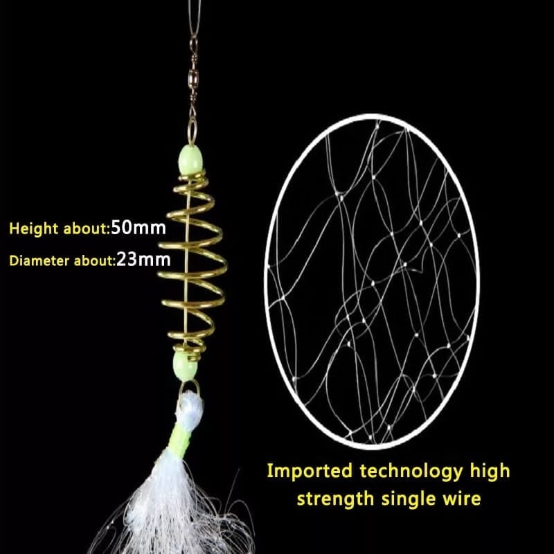 Picture of Fishing Net Trap Mesh Luminous Beads Copper Spring Shoal Netting Bait Feeder Fishing Traps Nets Fishnet Tackle Fishing Tools - White