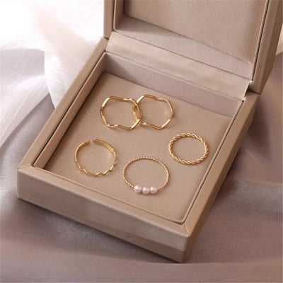 Picture of 5pcs Rings Set For Women - Gold