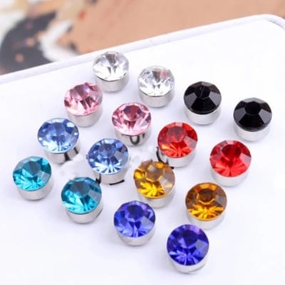 Picture of 24 Pairs /Pack Stylish and Small metal Stud Earrings Crystal Set Piercing Earring for women Elegant Jewelry Fashion - Multicolor