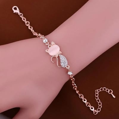 Picture of Cute Zircon Cat Bracelets Charms Bracelets For Women - Gold