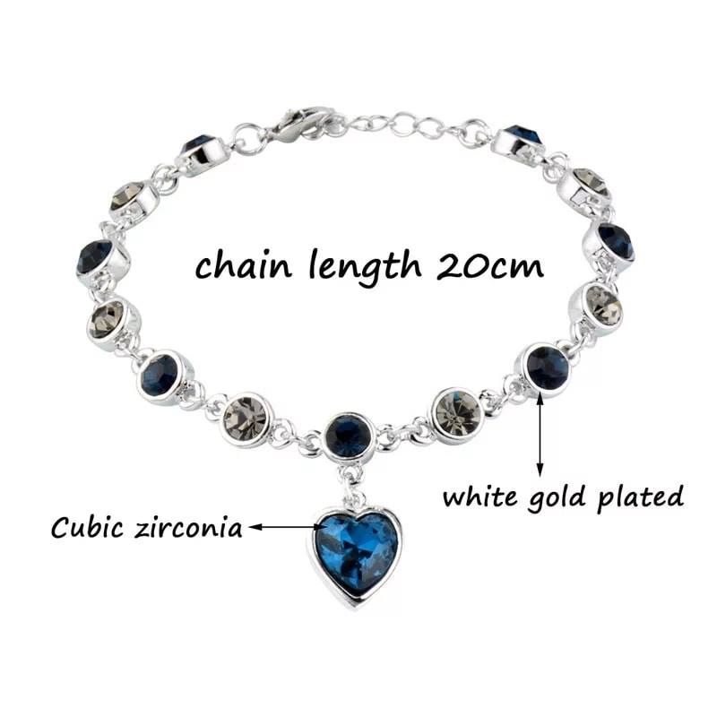 Picture of Blue Rhinestone Ocean Heart Bracelet - Blue
