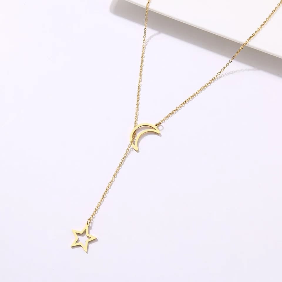 Picture of Latest Design Cute Moon Wave Long Chain Necklace - Gold - Adjustable
