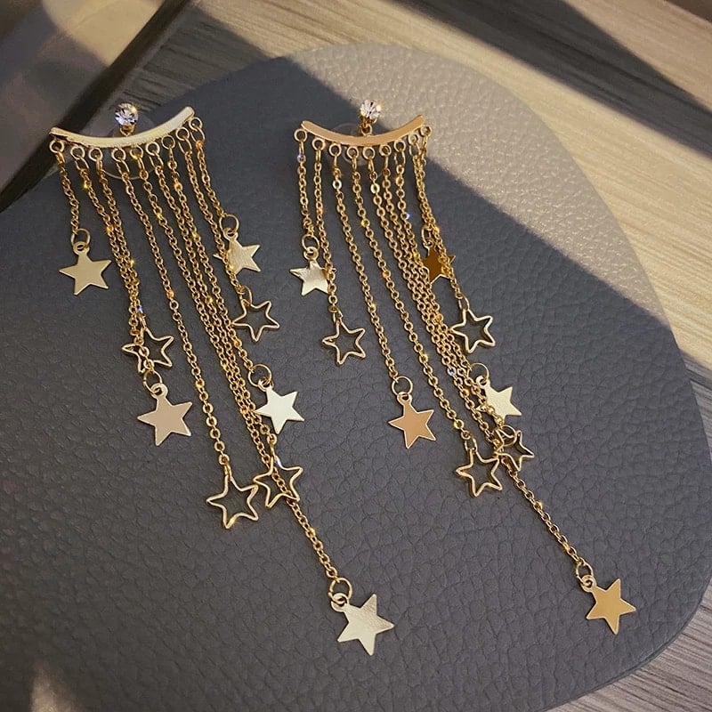 Picture of Stylish Multicolor Chain Jhumka Ear Ring for Women Fashionable - Gold