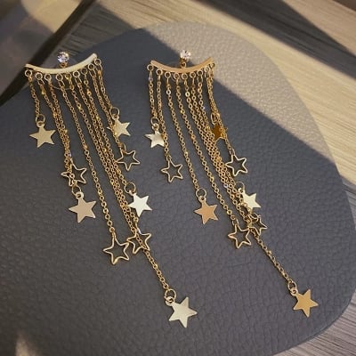 Picture of Stylish Multicolor Chain Jhumka Ear Ring for Women Fashionable - Gold
