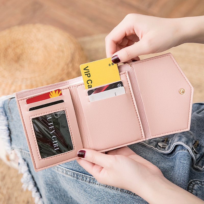Picture of Women Simple Short Wallet Tassel Coin Purse Card Holders Handbag Red - Pink